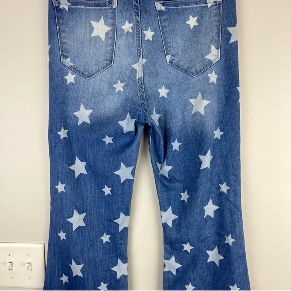 Cello Star Print Denim Blue Jeans High Waisted Bell Bottom Wide Leg Size 9 - Picture 9 of 14